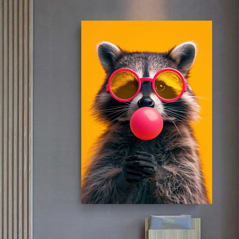 Cat Bear Panda Jaguar Cow Rabbit Tiger Animals Blowing Bubbles Poster Print Wall Art Pictures Canvas Painting Home Decor Gift