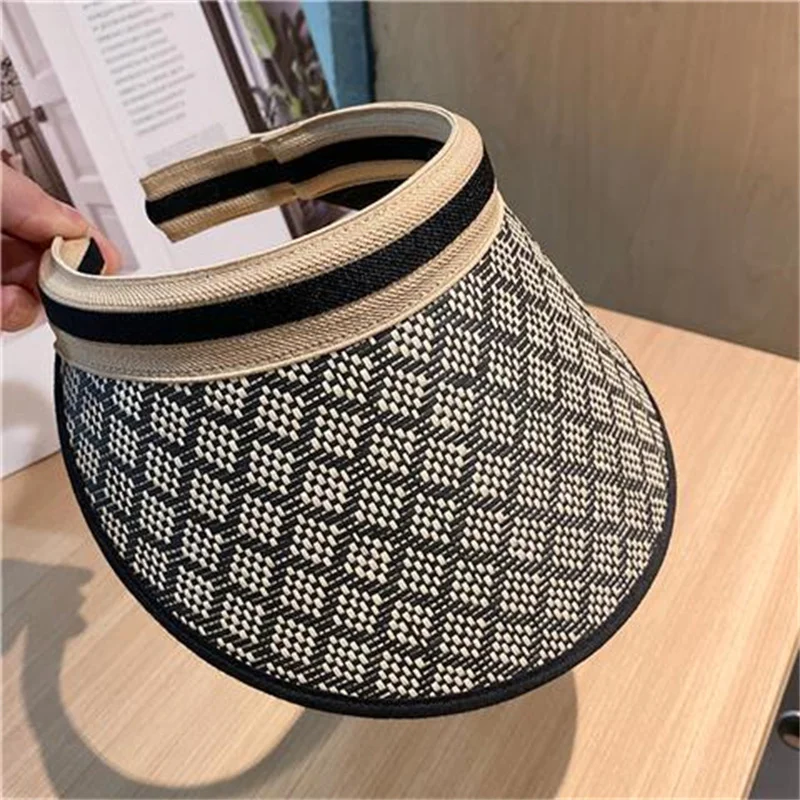 Strohhut, Visiere, Strandhut, Damenhüte und -kappen, leerer Zylinder, Sommerhüte für Frauen, Sonnenschutz, Pferdeschwanzhut, Kpop Designer – Detail 12