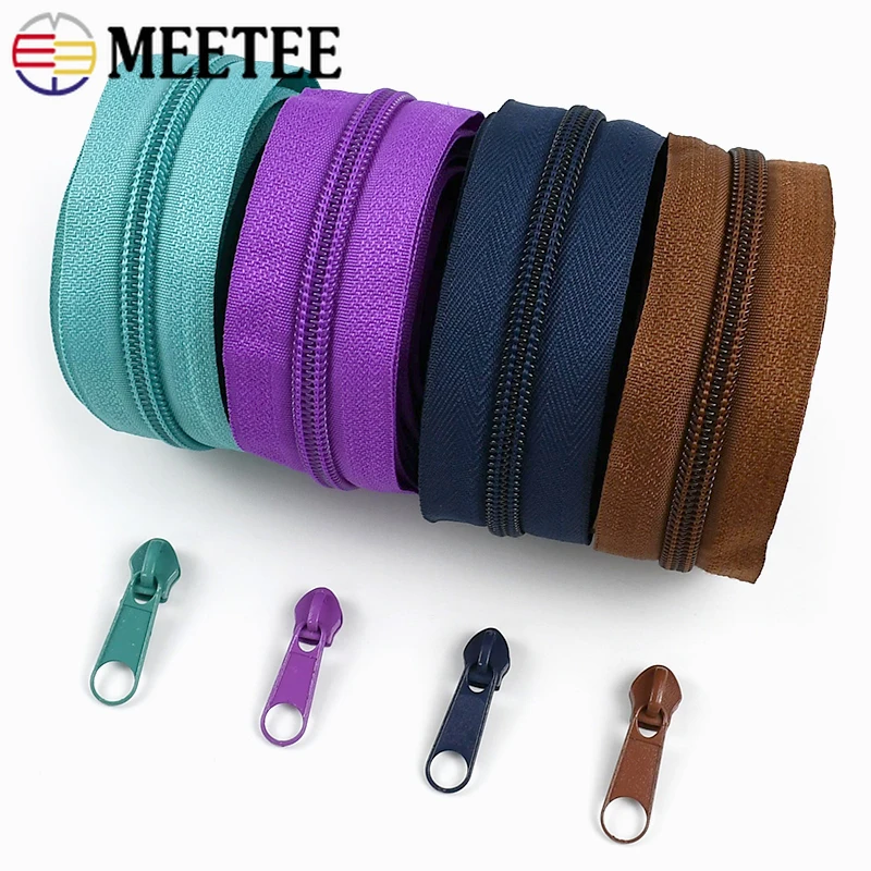 

2/5/10M Meetee 3# 5# Nylon Zipper Tape for Sewing Bags Closure Zippers Sliders Garments Jackets Decorative Zips Repair Kits