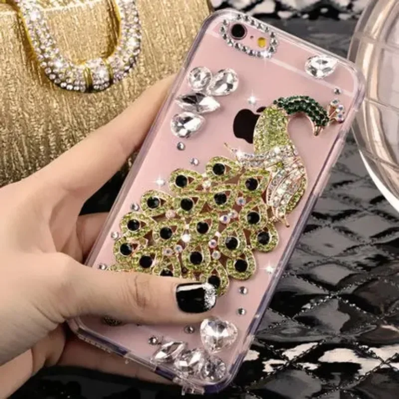 Luxury Bling Crystal Rhinestone Peacock Diamond Soft Phone Case, Cover for Samsung Galaxy S23 Ultra S24 S21 FE S22 Plus Note20