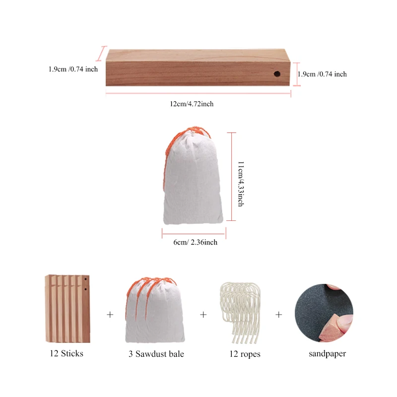 Cedar Wood for Closets Cedar Chips and Sachets for Drawers 12pcs Hanging wooden strips for Hangers & 3pcs Cedarwood Bags