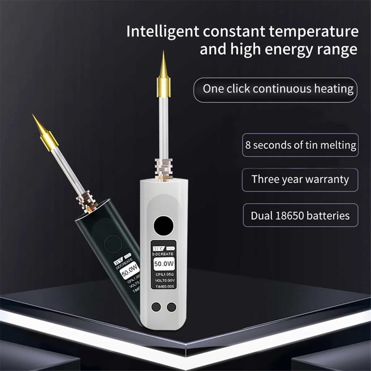 

50W Cordless Intelligent Soldering Iron Endothermic Constant Temperature Fast High Power Tip Soldering Tools White