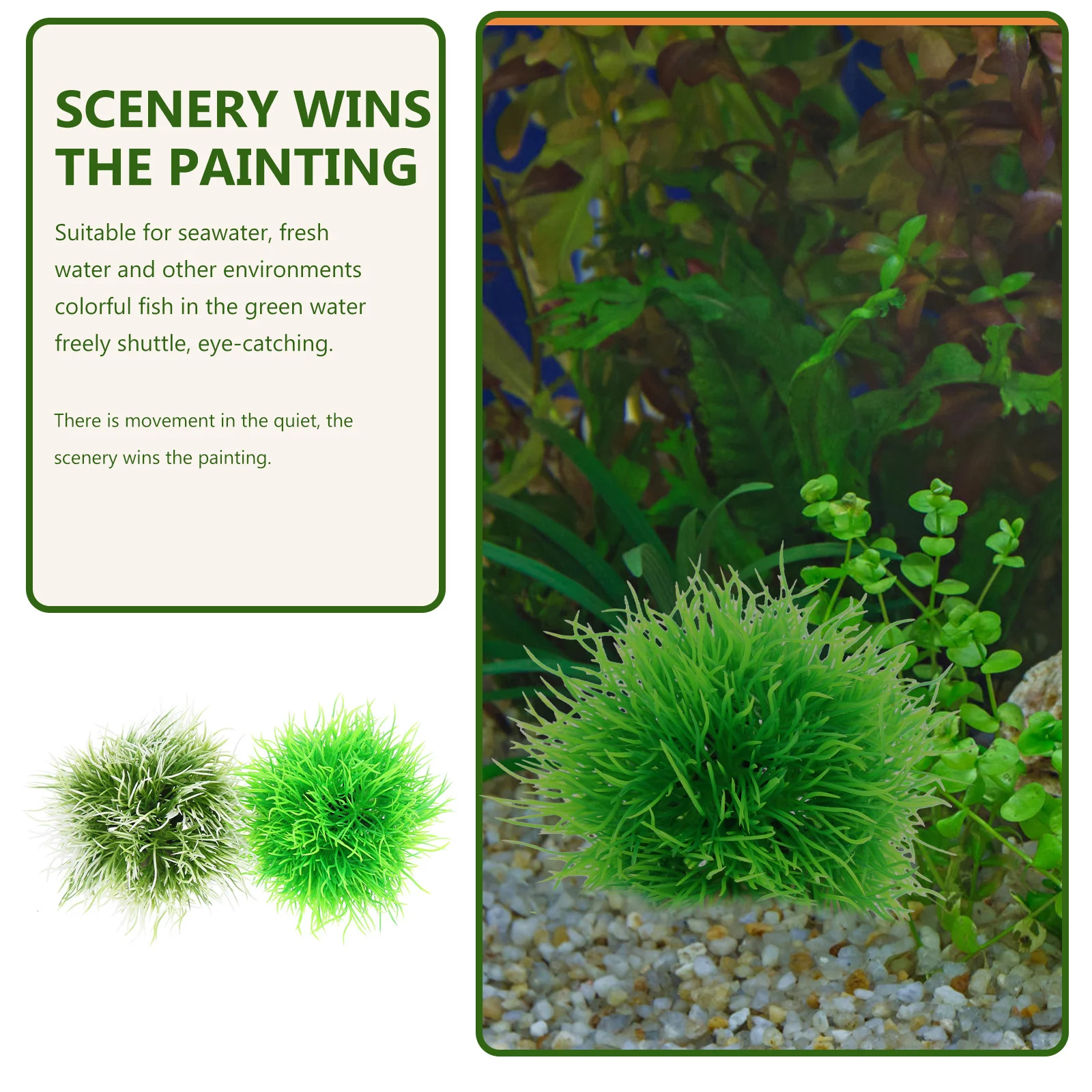 

2Pcs Fake Aquatic Plants Fine Workmanship Realistic Aquarium Plant Decor for Fish Tank Artificial Landscape Additions