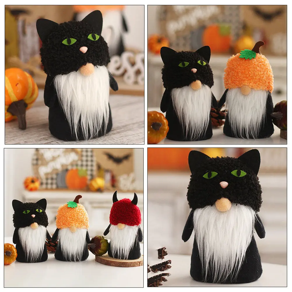 Halloween Gnome Decor Comfortable Material Festive Desktop Ornament for Halloween Party Home Garden Office Tabletop Centerpiece