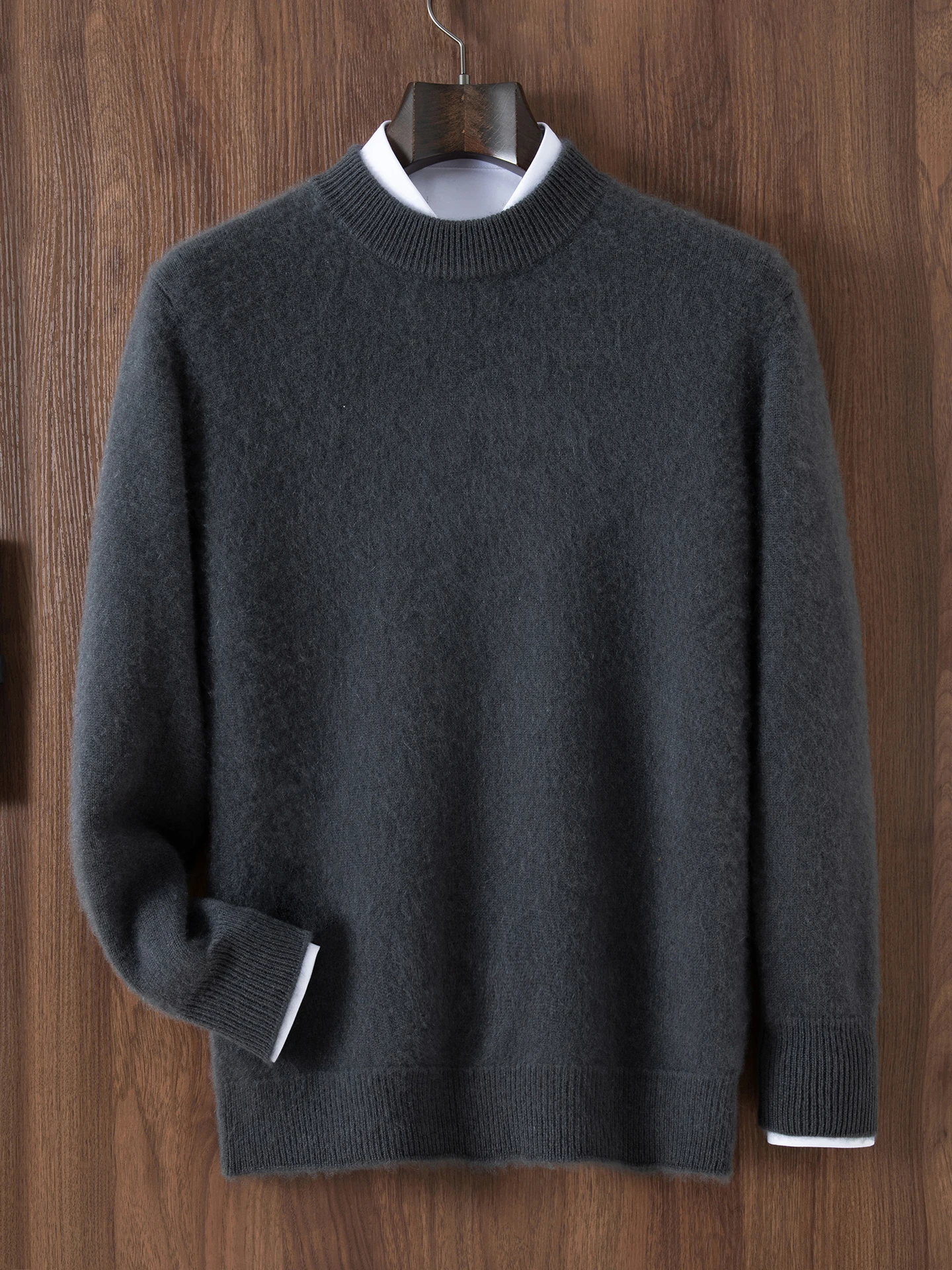 100% Merino Wool Men's Half High Neck Pullover Base Sweater Autumn Winter Basic Casual Cashmere Top Knitted Sweater