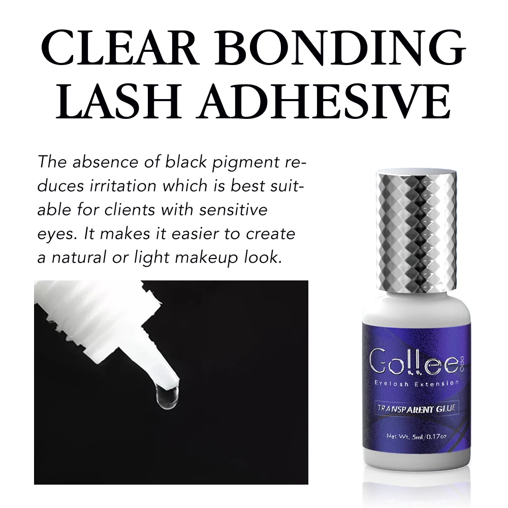 Gollee مواد لاصقة شفافة لتمديد الرموش الغراء الملون سوبر بوندر لا تحفيز تطعيم لاش مسرع بوندر ماكياج #3