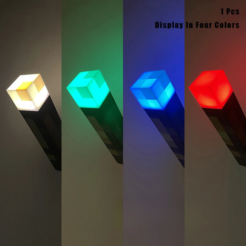 MC Torch Flashlight Illumination 4 Colors Minecraft Study Bedroom Bedside Decoration Night Light Rechargeable Toy Gift Children