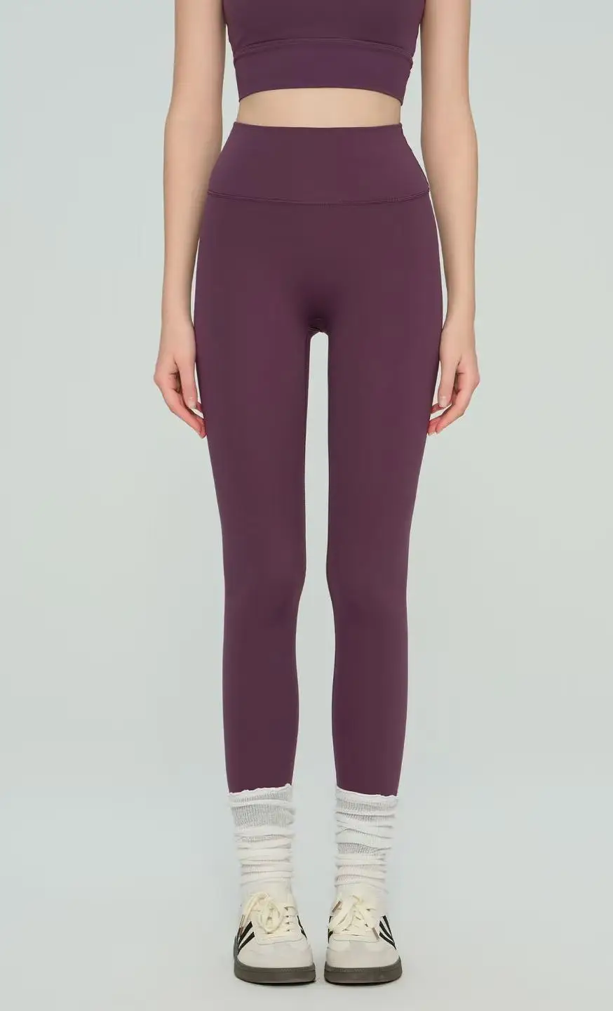 Hochgeschnittene, Po-formende Yoga-Leggings mit Pfirsich-Po-Effekt, nahtlos, hautnah, plus Samt, verdickt, bauchkontrollierend, Sport-Leggings – Detail 2