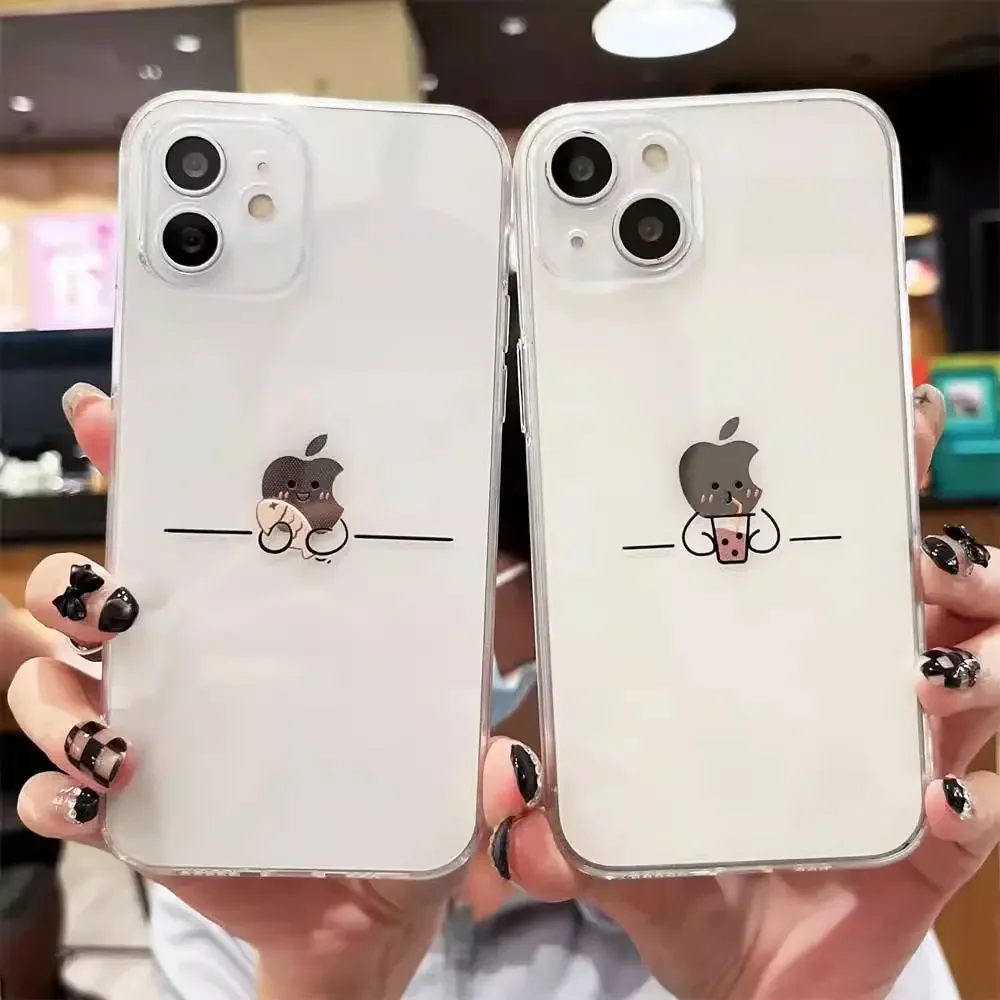 Funny Matchstick Men Couples Phone for iPhone 17 16 15 14 13 12 11 Pro Max 7 Plus Mini Shockproof Transparent Soft Cover Fundas