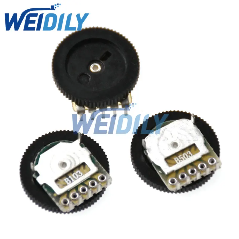 10PCS 16*2mm Double Gear Tuning Potentiometer B10K B103 B503 50K 5Pin Dial Potentiometer New