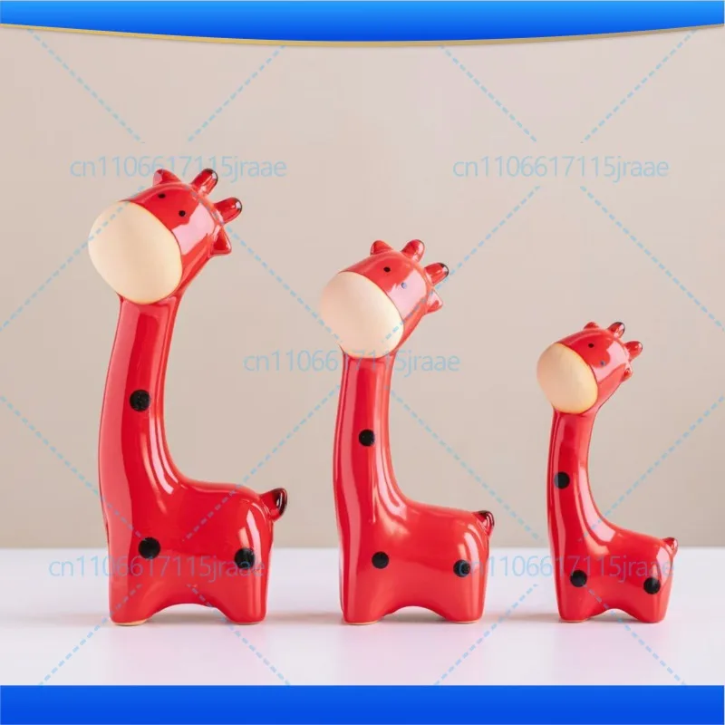 3Pcs For Jingdezhen Creative Ceramic Deer Ornament Decoration Desktop Cute Bookcase Display