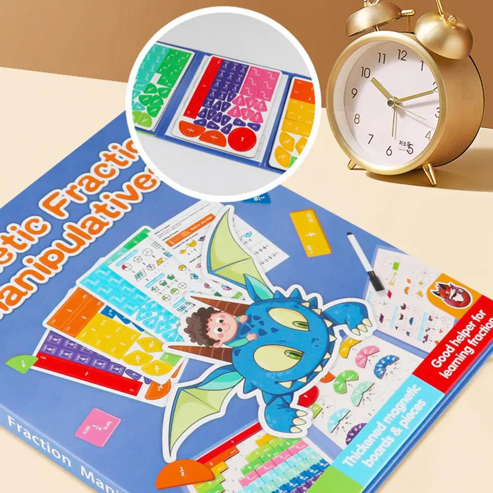 1/2 ensembles enfants fraction magnétique apprentissage jouets mathématiques livre en bois ensemble Parish aides pédagogiques apprentissage arithmétique jouets éducatifs