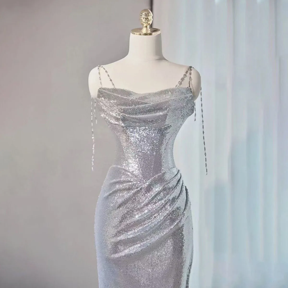 فستان سهرة نسائي أنيق من KWTX بدون حمالات حورية البحر مثير بقصة ضيقة للحفلات للربيع والصيف وأعياد الميلاد رسمي طويل #3