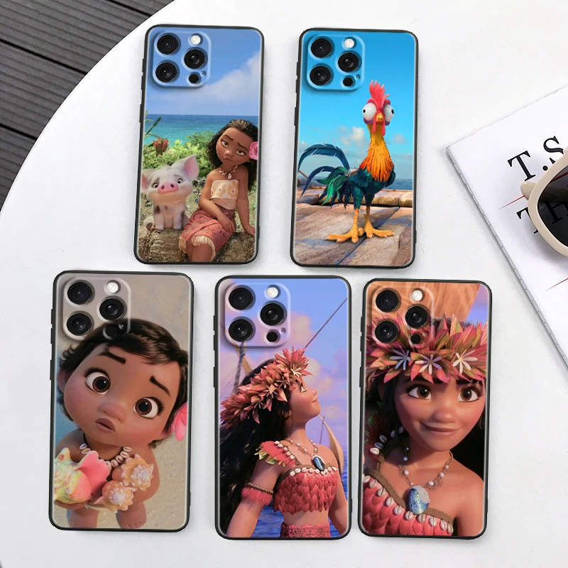 Disney Moana Ocean Cute For Apple iPhone 16 15 14 13 12 11 XS XR X Pro Max Plus Mini Black Back Phone Case