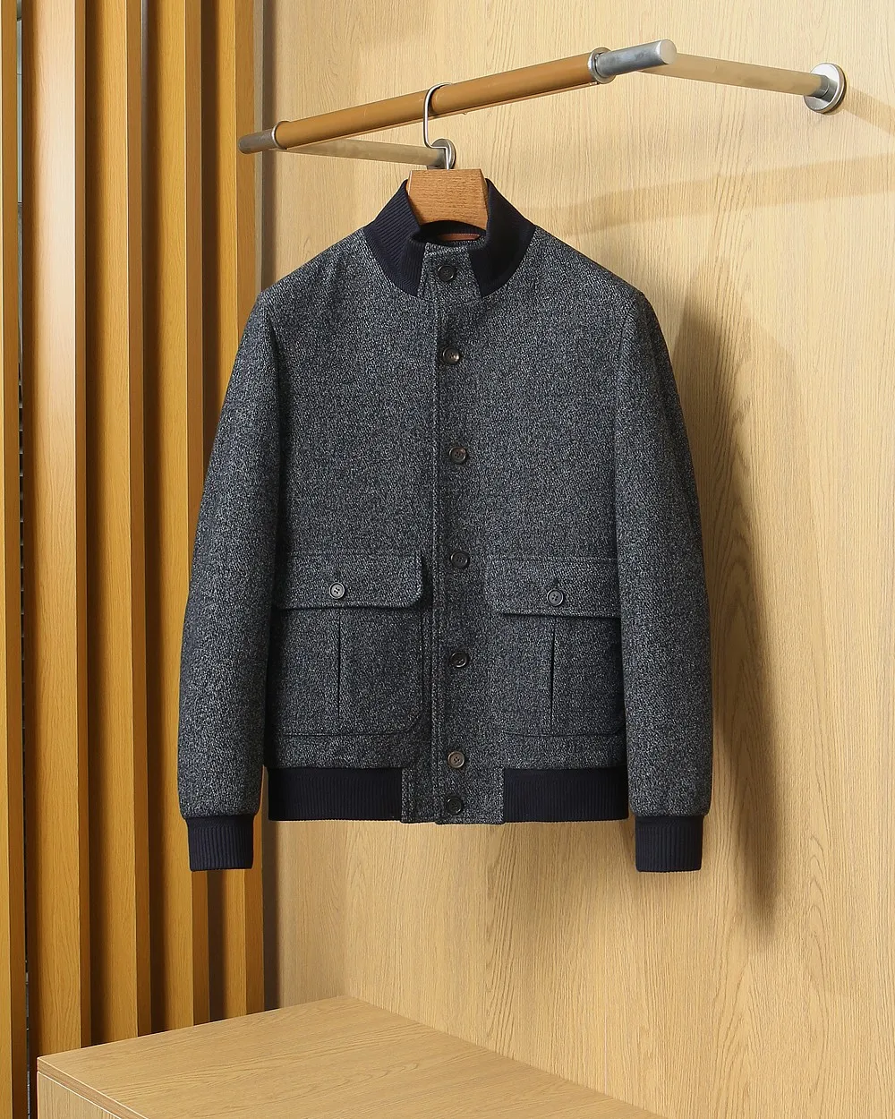 SIJITONGDA 2026Men's autumn and winter new casual high-end floral material jacket, white dark gray coffee color M-3XL