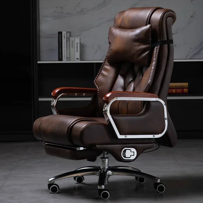 Adjustable Ergonomic Office Chair Neck Support Handle Luxury Leather Work Swivel Chair Footrest Lounge Silla Plegable Furniture