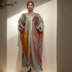 WINYI summer kaftan kuwait Women Boho print Beach Maxi Dress abaya dubai luxury abaya muslim woman dubai Fashion evening dress