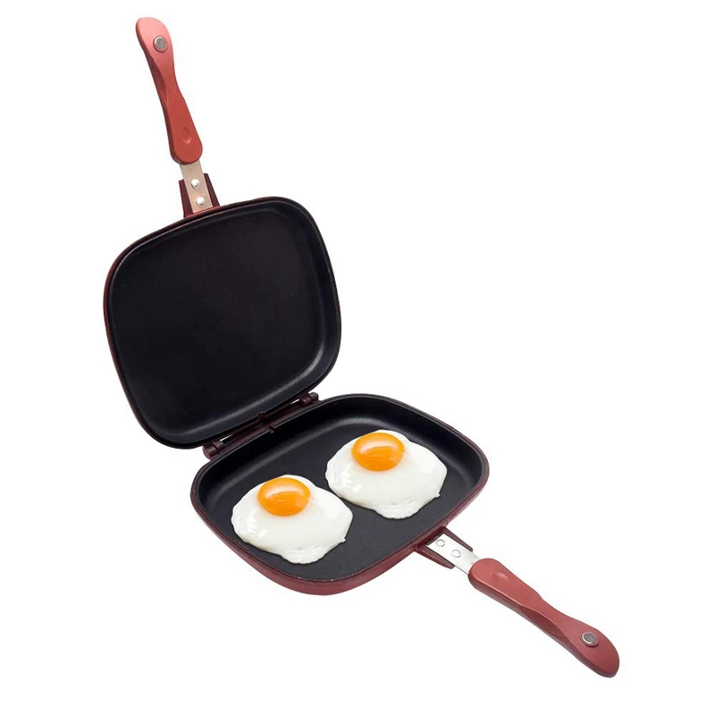 Square Double Sided Frying Pan, Kitchen Non-Stick Baking Pancake Pan Omelette Trays,Indoor/Outdoor Camping Sandwich Durable 28Cm