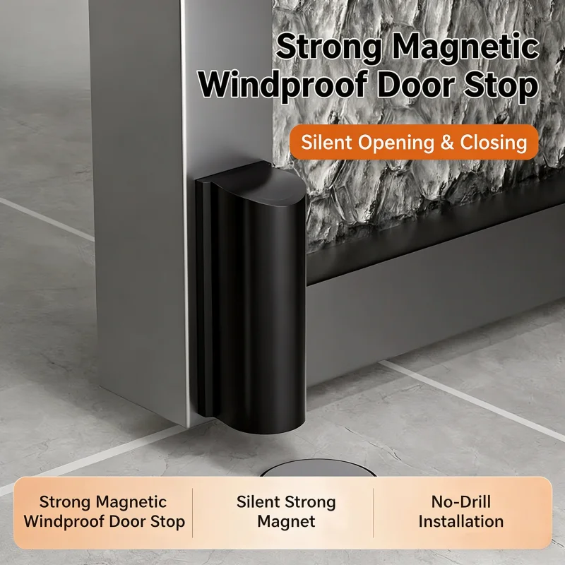 Punch-free Magnetic Door Stop, Ultra Thin Hidden Floor Door Stopper, Strong Magnet Door Holder for Bathroom Wooden Glass Door An