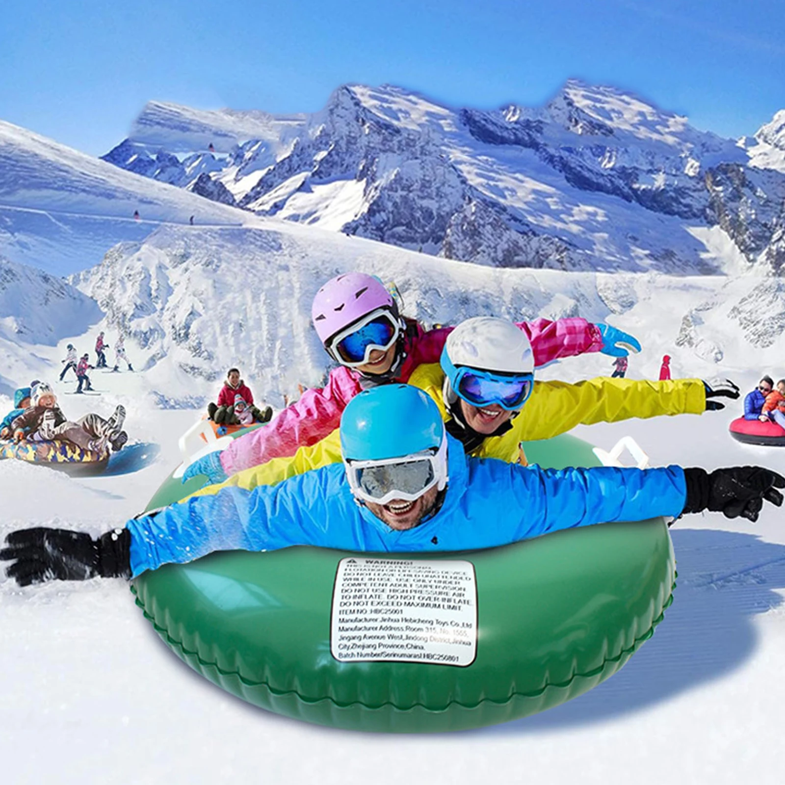 

PVC Thickened Ski Ring with Handles Snow Tube Sled Wear Resist Snow Sledding Tool for Outdoor Winter Family Activity