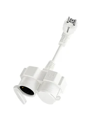 EU Extension Cable with 2 Schuko Sockets, Multiple Socket Outdoor 16 A / 250 V IP20 Multiple Plug with waterproof cover