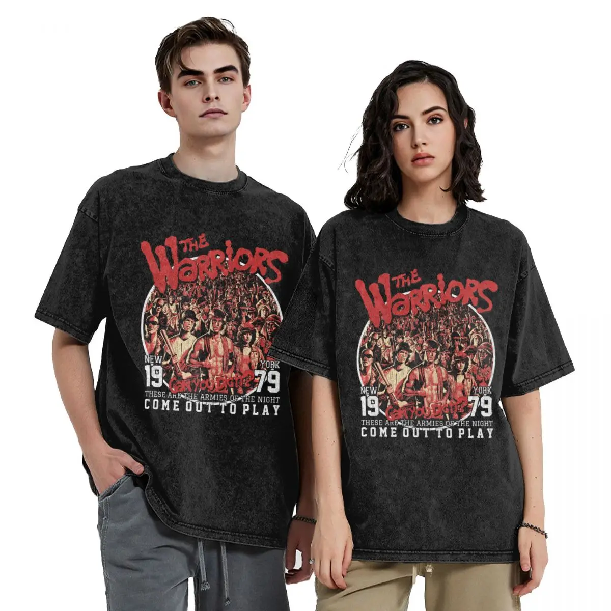 Washed T Shirts The Warriors Walter Hill Thriller Action Hip Hop Fashion T-Shirts Oversize Streetwear Tops Tee Shirt Men Women