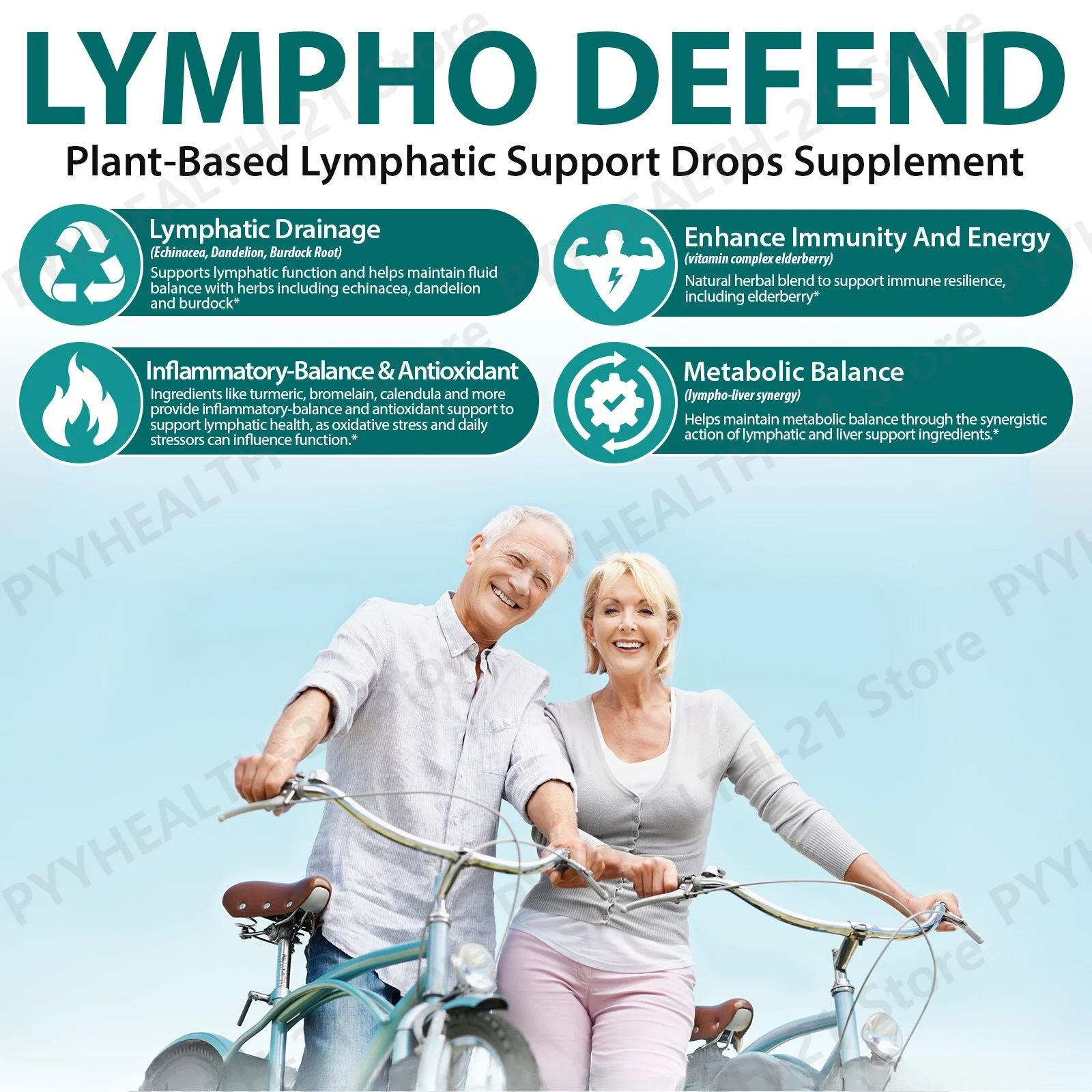 Lymphatic Support Drops Promote Lymph Flow & Immune Health & Metabolic Balance & Antioxidant Echinacea Burdock 60ml for Swelling