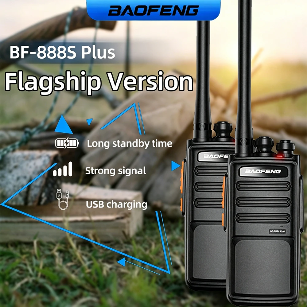Baofeng BF-888S Plus Walkie Talkie PMR446MHz 16 Canales, Radio Bidireccional sin Licencia con Linterna VOX y Transceptor con Carga Tipo C