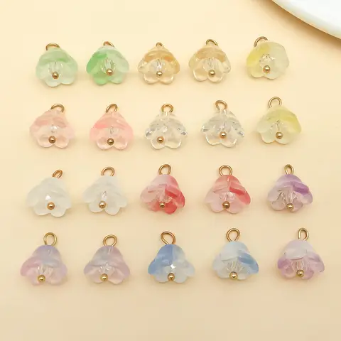 6pcs/20pcs Glass bell orchid Pendant Jewelry Making DIY Keychain Earrings Charms for Jewelry Bracelets Necklace