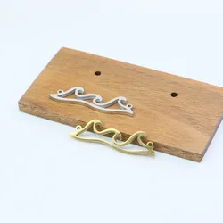 스테인리스 스틸 반짝이는 거울 광택 바다 파도 보석 참 펜던트, DIY 수공예, 방수 항알레르기, 10 개