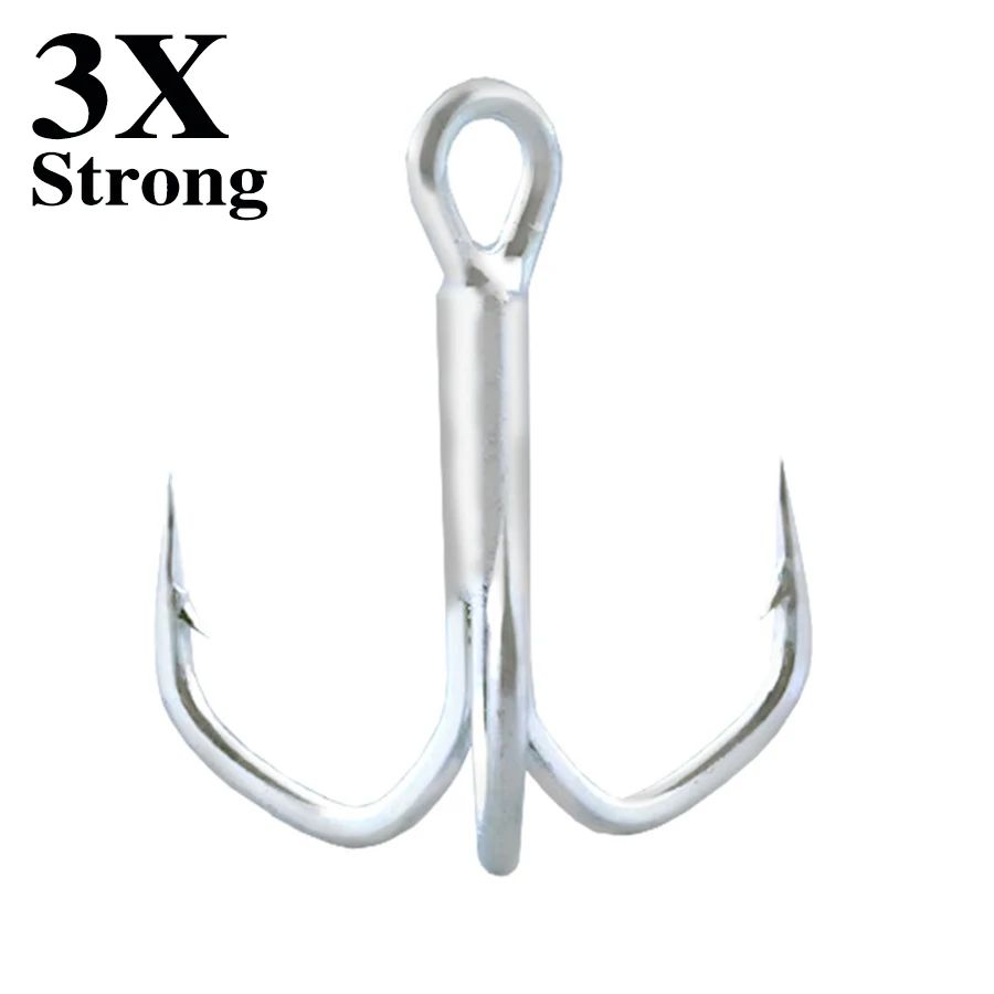 

Treble 3X Strong Hook High Carbon Steel Classic Round Bend Triple Fish Hooks for Big Game Bluefish Salmon Kingfish