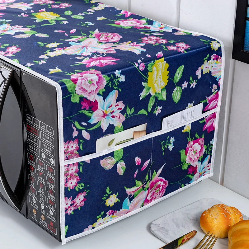 35*100cm Microwave Oven Dust Cover Dustproof Satin Storage Bag Dust Cloth Household Printed Cover Modern Top Cover Cloth