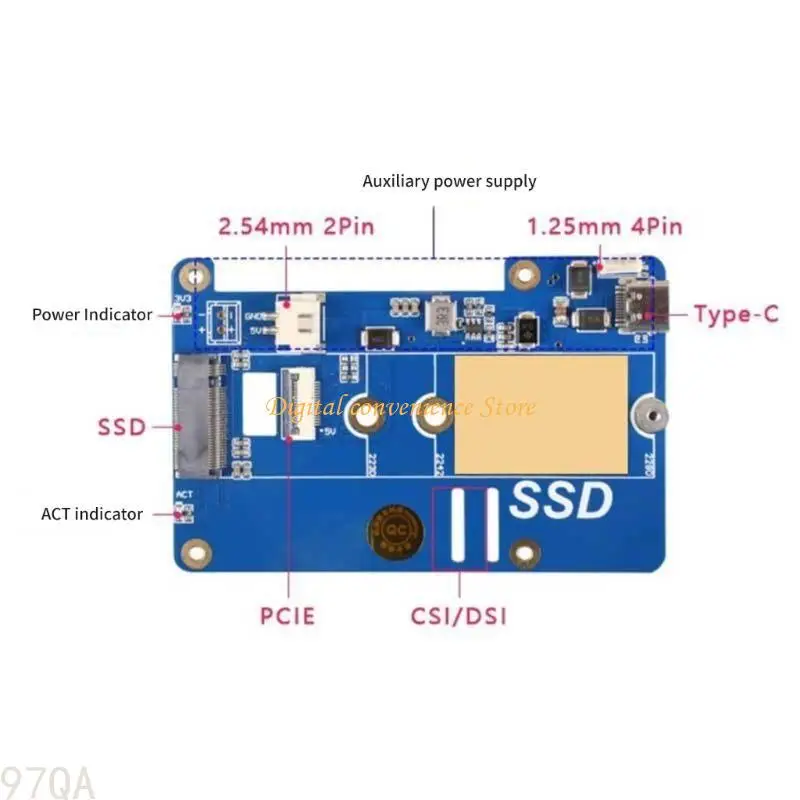 97QA MPS2280P PCIE TO M.2 NVME SSD bo mạch cho RPI 5 với sức mạnh đáng tin cậy