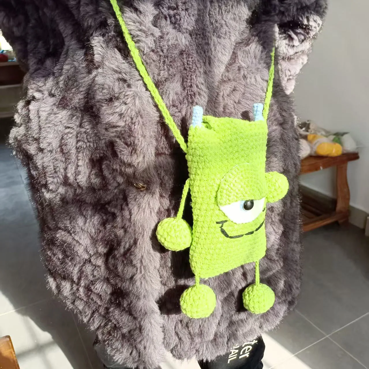 Hand-Knitted Original Crossbody Phone Purse Coin Wallet Unique Design Handcrafted Fashion Accessory