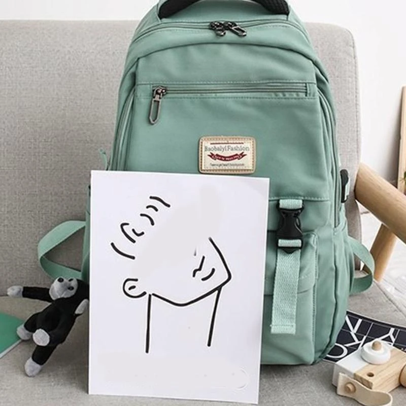 A3PE große Kapazität Daypack Mode -Rucksack Nylon -Buchbag für Student Teenager Jugendliche Mädchen lässig Laptop Schultasche