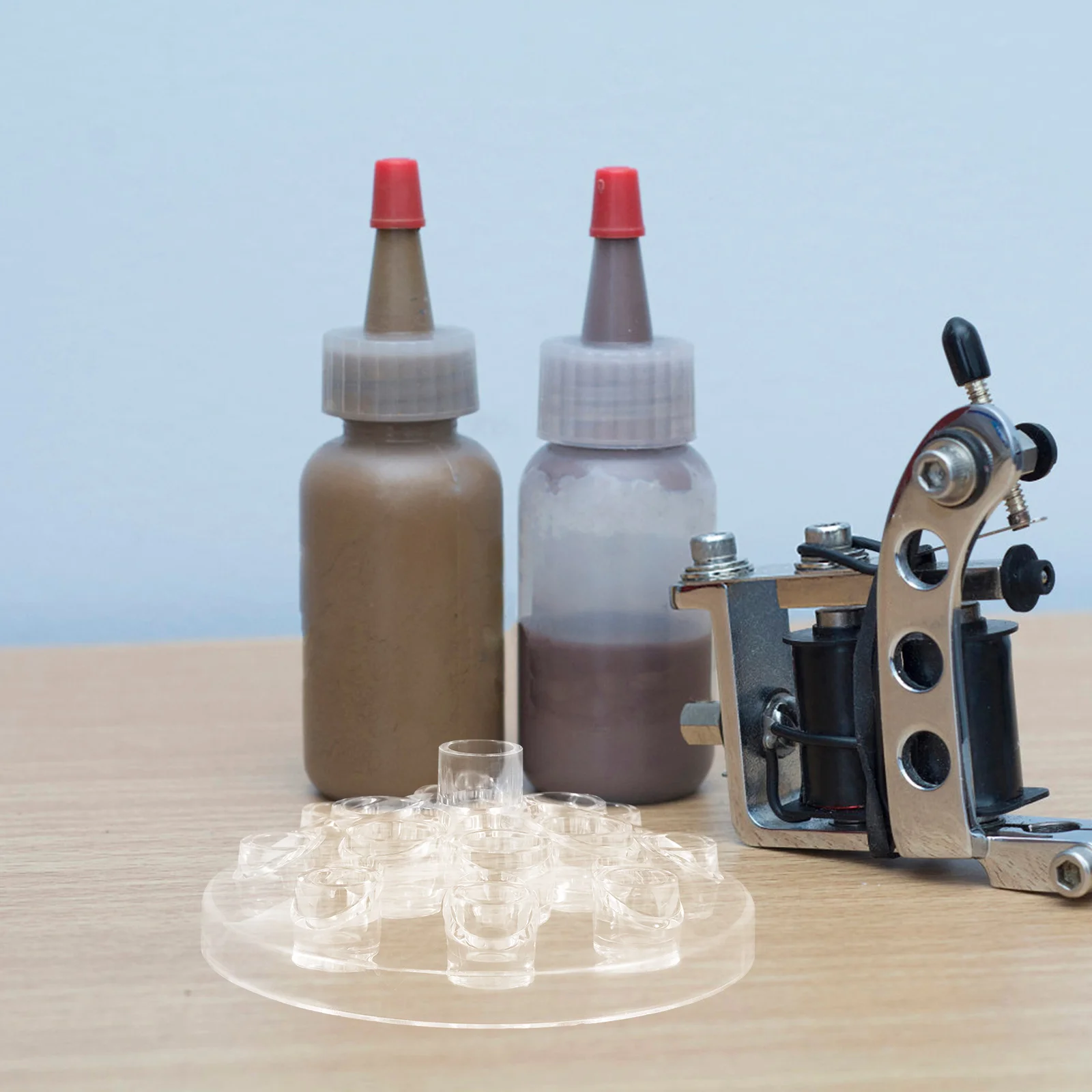 

1Set Clear Silicone Tattoo Cup Holder Multi-Holes Pigment Ink Cups Stand Stable Non-Tip Design Tattoo Tools Eyebrow Color Holder