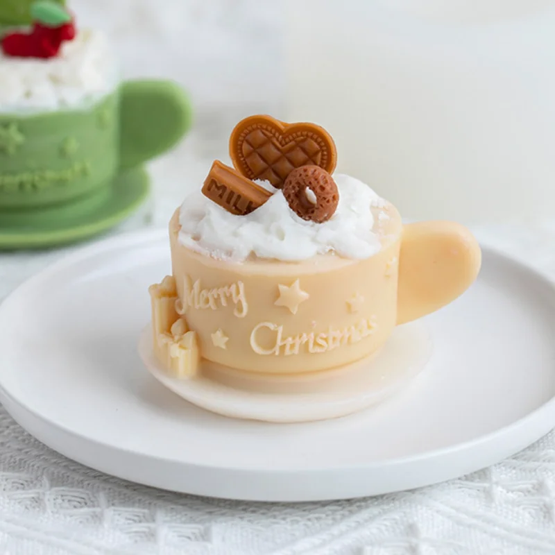 New Merry Christmas Letter Cup Candle Silicone Mold DIY Coffee Cup Candle Making Resin Soap Mold Gifts Craft Supplies Home Decor