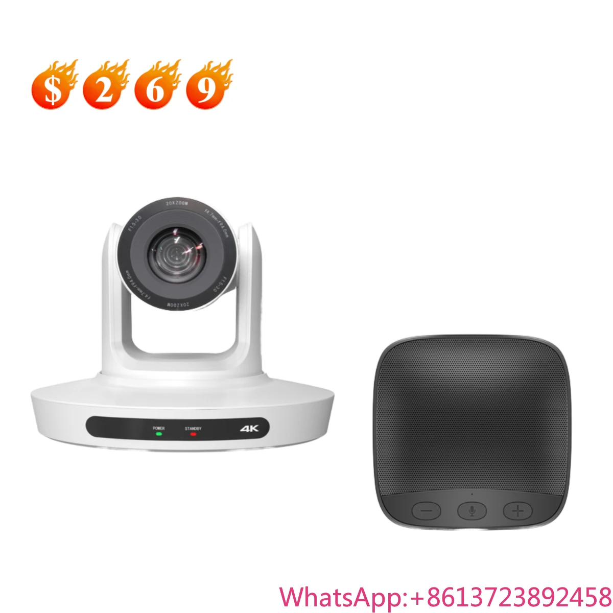 4K PTZ    and Omnidirectional Microphone Bundle 20X AI Auto Tracking HDM1 PTZ    for Church Live Streaming Conference