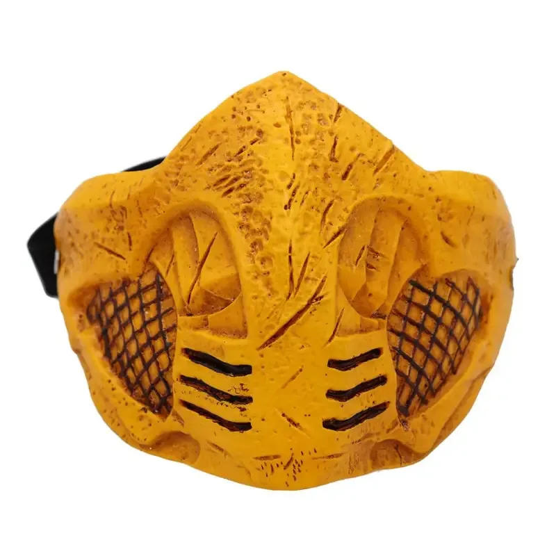 

Новый Mortal Kombat X Скорпион Ханзо Хасаси Сандалии Деревянная Маска Половина Лица Смола Маски Взрослый Мужской Косплей Костюмы Хэллоуин Опора