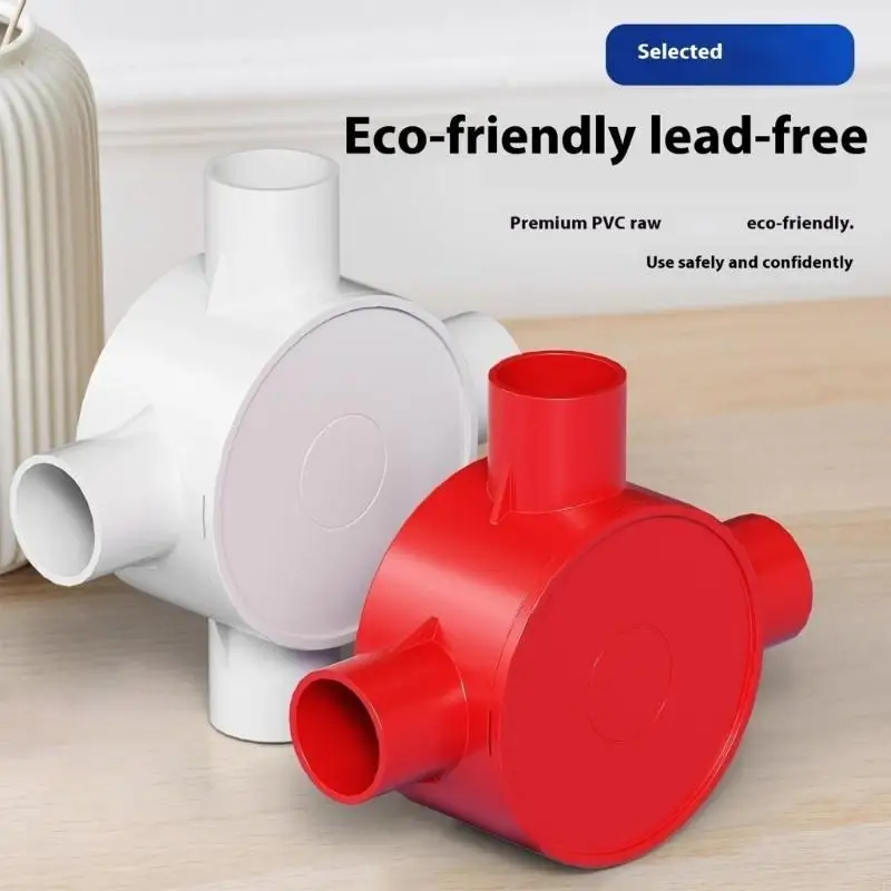 Electrical Junction Box With Cover 3/4 Way Junction Box Round Wire Box Connectors Conduit Splitter For Home Office Use M4YD