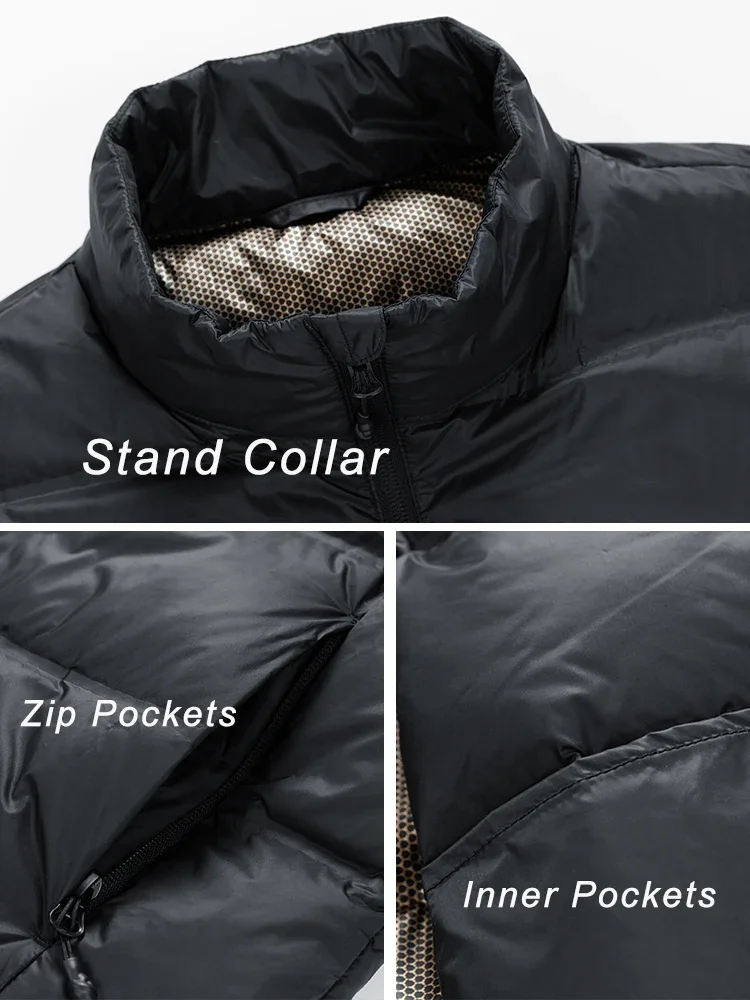 Winter Men's Puffer Jacket Business Casual Stand Collar Windbreaker Coat White Duck Down Padded Warm Down Jackets Big Size 8XL