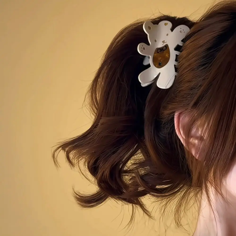 

Fashion Korean Style Cartoon Bear Shark Clip Swwet Bow Acetic Acid Carb Clip Kawaii Creative Small Hair Claw Daily