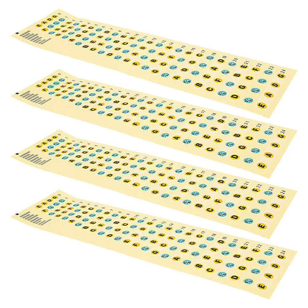 4Pcs Bass Fretboard Stickers Bass Scale Stickers for Beginners Easy Application Removable No Residue Portable Practice Aid