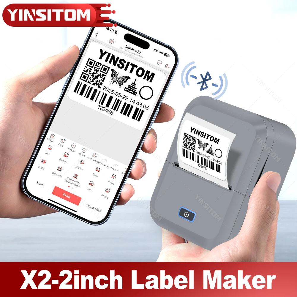 Marklife X2 Label Printer 20-50mm Thermal Bluetooth Mobile Maker for Barcode Name Date Labeling File Folder Label Tag Printing