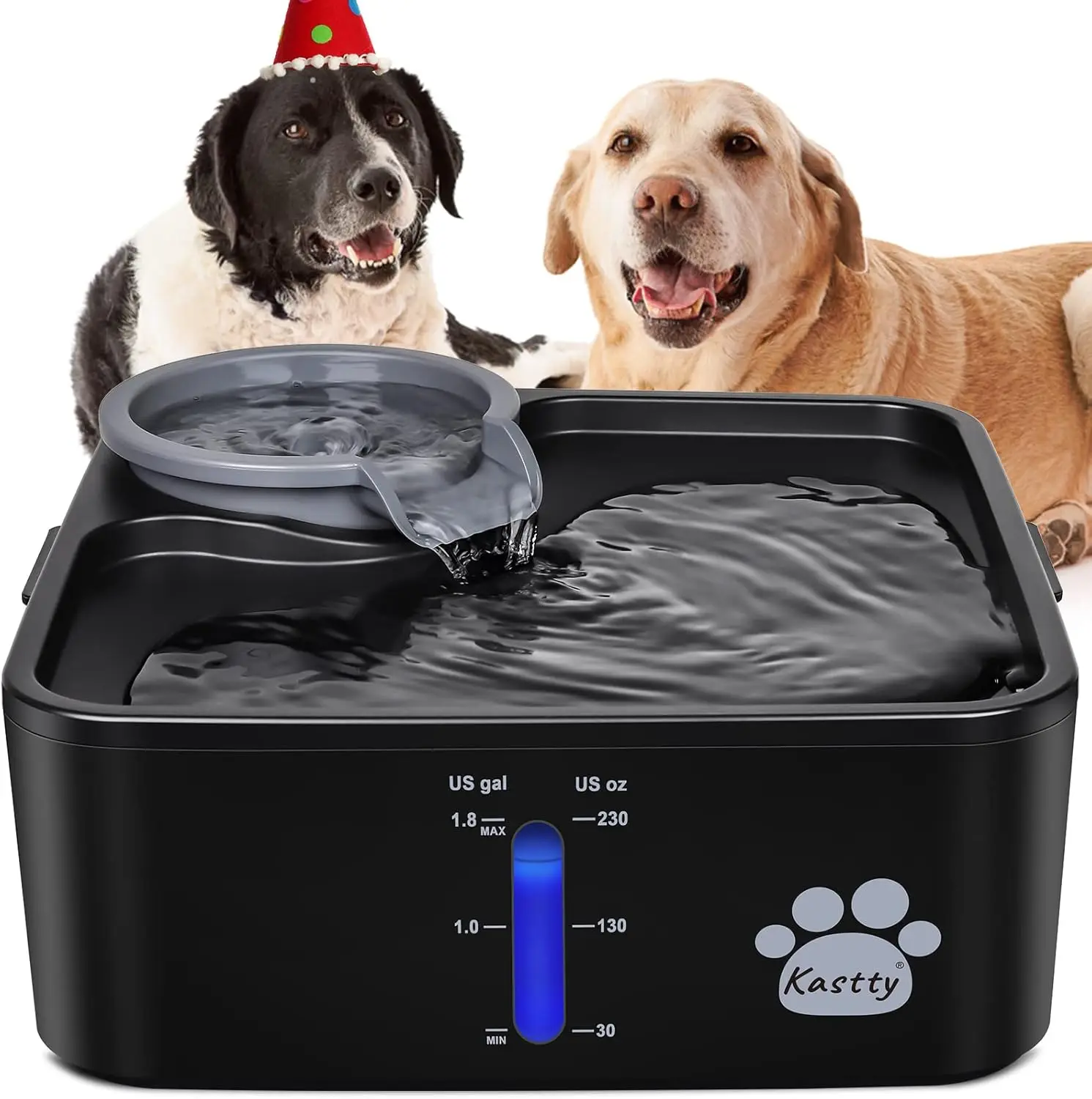 

2 Gallon Dog Water Fountain Ultra Large/Wide Pet Fountain BPA-Free Premium Dog Water Bowl Dispenser with 5 Filtration Safe