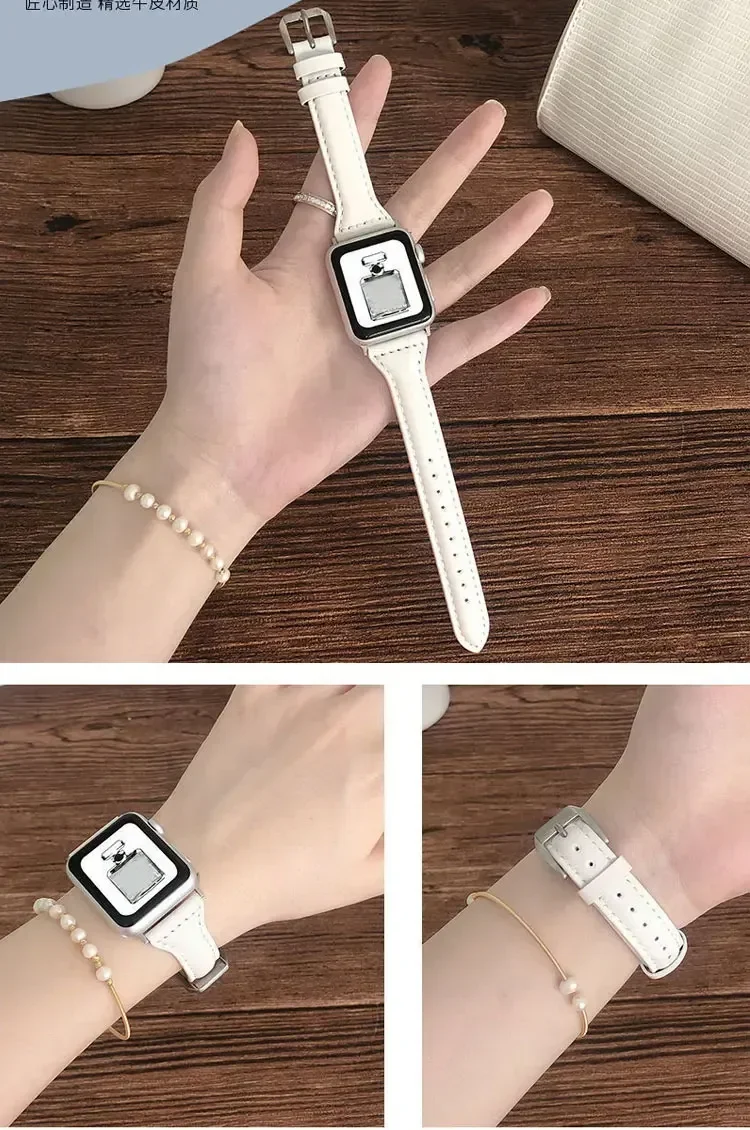 

Кожаный ремешок в стиле поп для Apple Watch Band 44 мм, 40 мм, 41 мм, 38 мм, 45 мм, тонкий браслет Correas, браслеты Iwatch Series 8 Ultra 7 6 5 4
