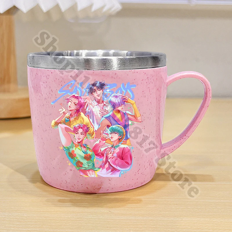 KPop شيطان الصيادين الاطفال لطيف كوب من الفولاذ المقاوم للصدأ الكرتون أنيمي القدح للقهوة الشاي الحليب الكرتون حاوية المياه أكواب فرشاة الأسنان