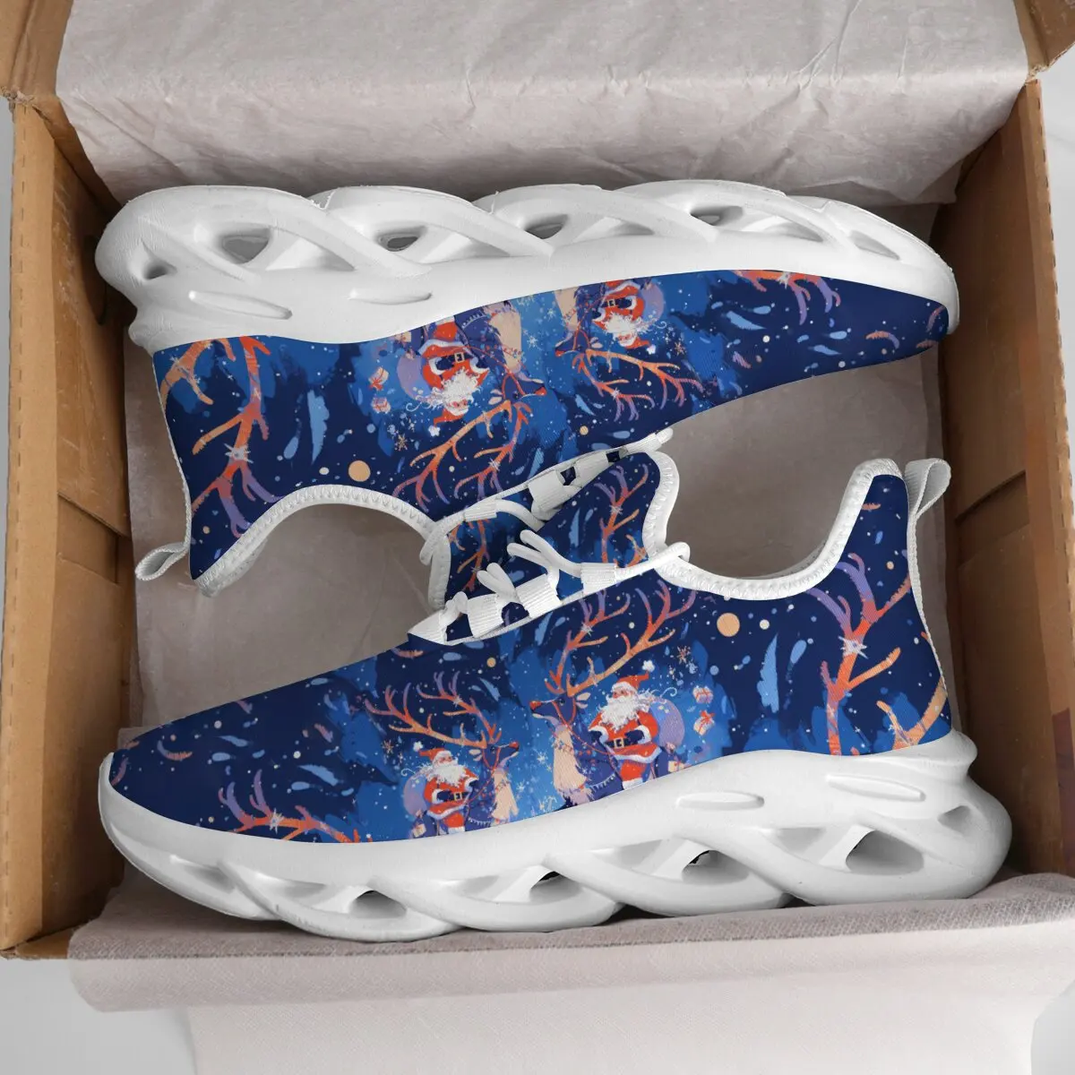 Baskets pour hommes femmes noël Santa renne forêt étoilée léger athlétique léger chaussures de sport de plein air