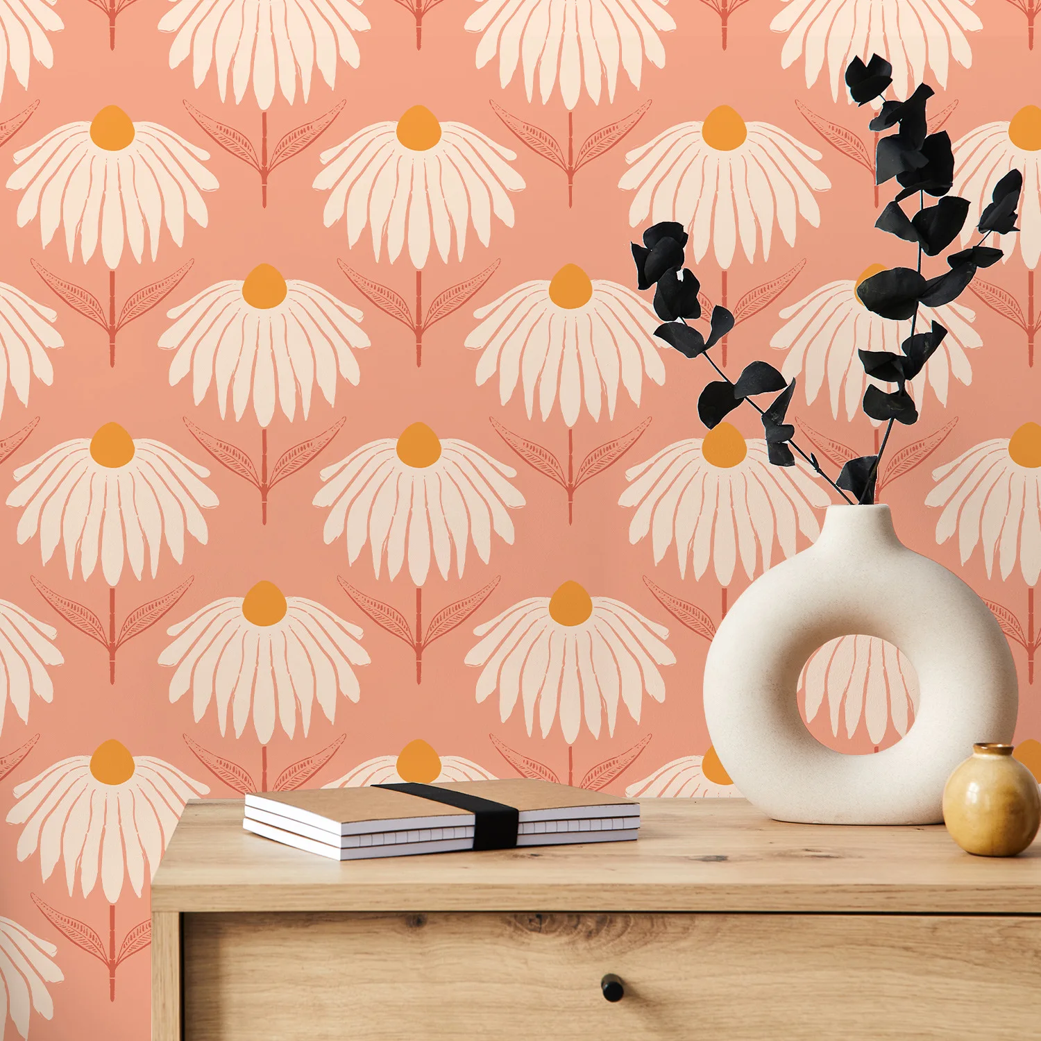 لفة واحدة من ورق الحائط الوردي السميك ذاتي اللصق، مناسبة لغرفة المعيشة وغرفة النوم وجدار خلفية التلفزيون وملصقات ديكور المنزل