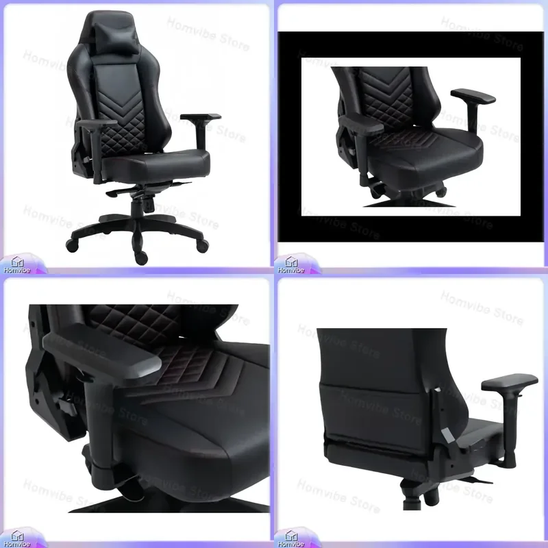 Cadeira Gamer Ergonômica de Alta Qualidade Preta, Cadeira de Escritório em Couro PU com Suporte Lombar e Ajustável